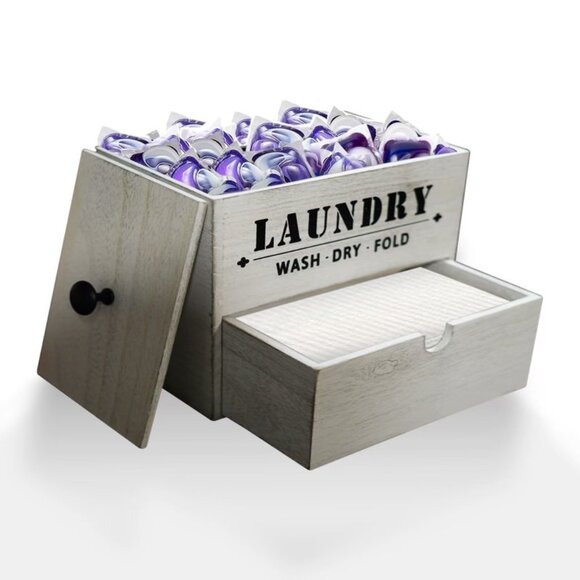 Laundry Pod Container Laundry Sheet Holder Wall mount Lint Bin - Picture 1 of 5